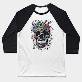 skull flowers halloween Baseball T-Shirt